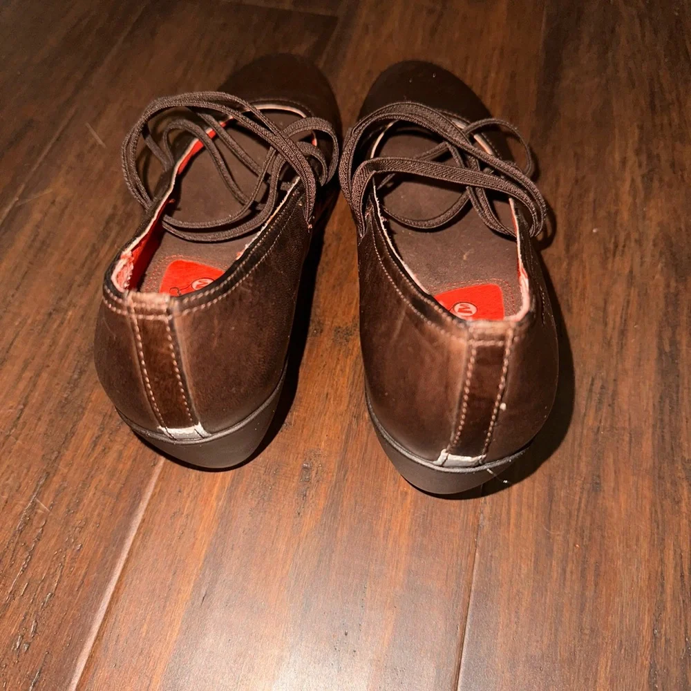 Merrell Evera Cross Mary Jane Brown Leather Comfort Heel Dark Academia Size 7